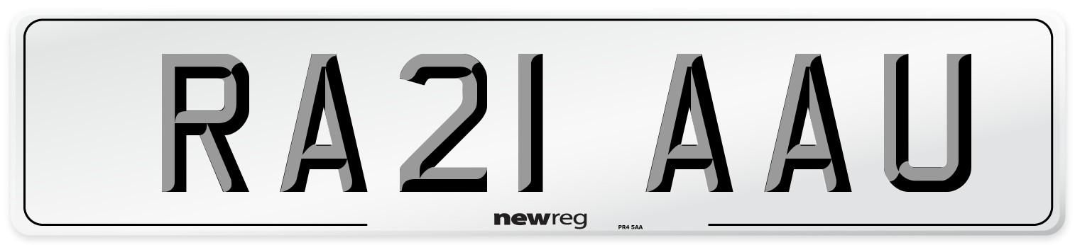 RA21 AAU Number Plate from New Reg
